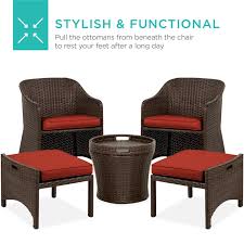 5 Piece Outdoor Wicker Bistro Set W Side Storage Table No Assembly In 2020 Wicker Patio Set Bistro Set Stylish Seating