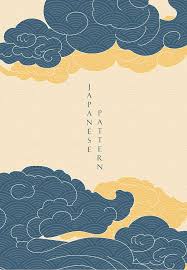 Download Asian Cloud Background With Japanese Wave Pattern Vector Oriental Template In Vintage Style Japanese Patterns Cloud Illustration Japanese Waves