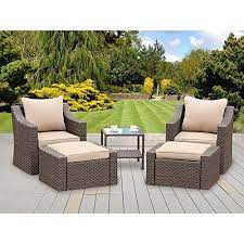 Whatever your needs, our selection of patio conversation sets has plenty of versatile options like sectional, fire pit, and deep seating sets to to match your lifestyle. Stamo 5 Piece Outdoor Patio Conversation Furniture Sets With Glass Table And Ottomans Al Conversation Set Patio Sectional Patio Furniture Patio Furniture Sets