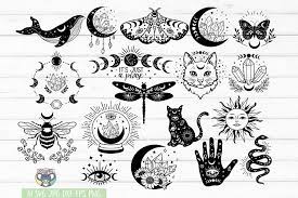 Svg means scalable vector graphic, which means that the graphics can be scaled to various sizes without quality reduction. Celestial Svg Mystical Crystal Moon Moon Cat Moon Phase 1318107 Illustrations Design Bundles