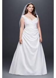 Wedding dresses & bridesmaids inspiration! Off The Shoulder V Neck Plus Size Wedding Dress David S Bridal