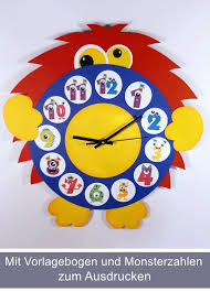 Ziffernblatt aus papier für wanduhren : Monster Uhr In 2020 Mit Bildern Selber Basteln Basteln Ideen Ostern