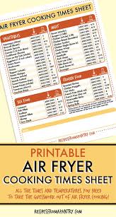 air fryer cooking times cheat sheet recipes from a pantry