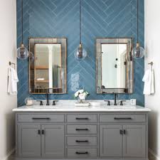 Not too bold and definitely not boring, grey is a classic choice for interiors because of its verstility and ability to be paired with. 75 Beautiful Blue Tile Bathroom With Gray Cabinets Pictures Ideas July 2021 Houzz