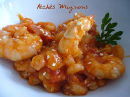 Crevettes Aigres Douces Aux Sesames Peches Mignons Plat Poisson Recette Gambas Crevettes