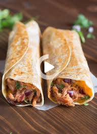 Crujientes Barbacoa Pollo Anadidos Bbq Chicken Wraps Bbq Chicken Recipes Wrap Recipes