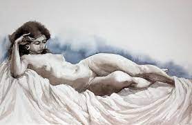 Naked Woman Body Watercolor Original Art Beige Minimalist Nude - Etsy