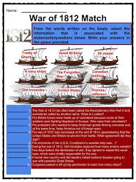 War Of 1812 Facts Information Worksheets For Kids War Of 1812 Worksheets For Kids War