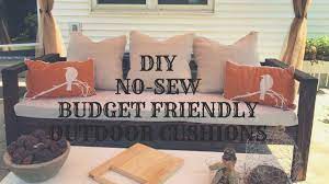 If the old patio cushion is not available, use paper to cut a new pattern by laying it on the furniture frame and trimming until it fits appropriately. Diy No Sew Budget Friendly Outdoor Cushions Youtube