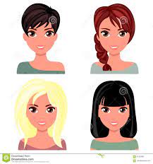 Woman Beautiful Face With Different Hairstyles Cartoon Beautiful Girl In Flat Design Style Stock Illustration Different Hairstyles Cartoon Hair Hair Styles