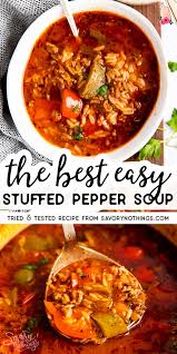 My Stuffed Pepper Soup Has Everything You Love About Stuffed Peppers Bell Peppers Ground Beef Tom Stuffed Pepper Soup Stuffed Peppers Stuffed Green Peppers