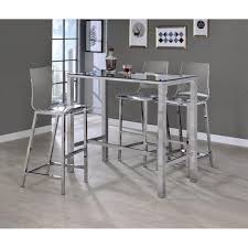 By nathan james (31) harper multipurpose bar table set. Coaster Bar Table In Chrome Glass Top Walmart Com In 2021 Acrylic Bar Stools Bar Table Sets Glass Bar Table