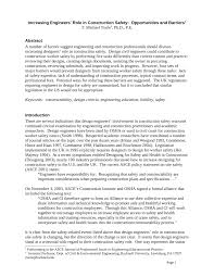 As well, the insurance should match the scope of work being performed. Pdf Increasing Engineers Role In Construction Safety Opportunities And Barriers