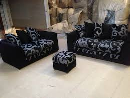 If You Are Hunting For Style And Comfort The Nancy Three Seater And Two Seater Suite Is A Flawless Pick Thi Black Fabric Sofa Cheap Sofa Sets Sofa Set Designs