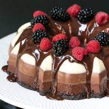 No Bake Three Chocolate Cake Recipe Cake Recipes Desserts Dessert Recipes
