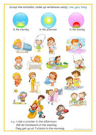 Free Time Activities Daily Routines Parts Of The Day Worksheet Free Esl Prin Free Time Activities Daily Routine Activities Preschool Activities