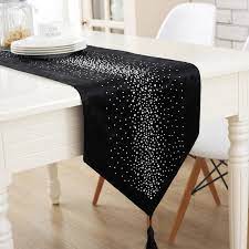 Black table runner black and white arrow print home decor dining room kitchen table centerpiece table cover fabric archery decor linens. Pure Black Table Runner With Diamond Down With Bling Modern Table Runner Ironing Diamond 2 Layers Runner Table Cloth Diamond Table Runners Aliexpress