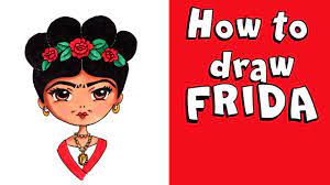 How To Draw Frida Kahlo Step By Step Drawing Tutorial. Guided Cute Cartoon  Famous Mexican Painter - Youtube