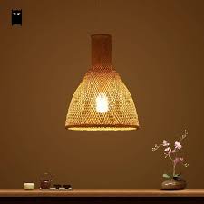Bamboo Wicker Rattan Shade Pendant Light Fixture Modern Japanese Korean Asian Hang Lamp Avize Lustre Luminar Rattan Shades Pendant Light Fixtures Pendant Light