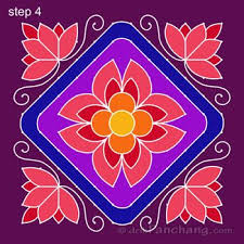 12x12 Dot Rangoli Step 4 Rangoli Designs Free Hand Rangoli Design Rangoli Designs Flower