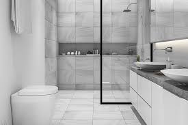 Three types of tile lend luxury to this modern farmhouse bathroom: Bathroom Wall Tiles Design Ideas Design Cafe