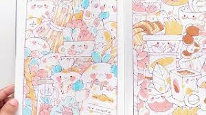 Here is a free coloring page with a collection of kawaii food and sweets all squished together in a cute way. 100 Cute Doodles 100 Coloring Pages Sketchbook Flip Through Youtube