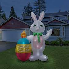 The back and seams are painted in a solid color to match and theyre all made of 1/2 inch high quality plywood. Holidayana Giant 8 Foot Inflatable Easter Bunny And Egg Duo Airblown Lawn Decoration Featurin Easter Decorations Outdoor Easter Inflatables Easter Decorations