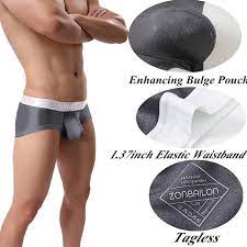 ZONBAILON Sexy Mens Bulge Enhancing Underwear Ice Silk Big Pouch Briefs  Short Leg Trunks M L XL XXL 3XL (2*deep Grey, M/Waist 32