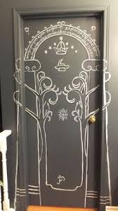 Lord Of The Rings The Mines Of Moria Doors Of Durin Painted On Bedroom Door For My Daughters Birthday Present Beautiful Bedrooms Lord Of The Rings Decor