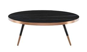Up top, the circular tabletop is made from clear tempered glass and supports up to 50 lbs. Modrest Cayson Modern Black Ceramic Coffee Table