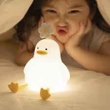 Cute Duck LED Night Light USB Rechargeable Soft Silicone Lamp with Touch  Switch for Kids Bedroom Decor & Birthday Gift
