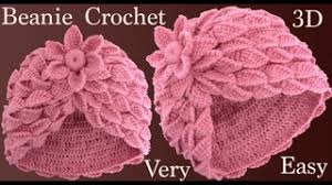 Flores con hojas en forma de plumas en punto tunecino tejidas a crochet paso a paso. Gorro Tejido A Crochet Con Hojas De Merengue 3d Y Flor Tejida A Gancho Tallermanualperu Biqle Video