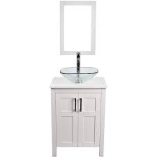 The bathroom vanity is one of the key focal points of any bathroom. 24 Inch White Bathroom Vanity And Sink Combo Modern Mdf Cabinet With Wall Mounted Vanity Mirror And Water Saving Vessel Sink Chrome Faucet Square Clear Sink Walmart Com Walmart Com