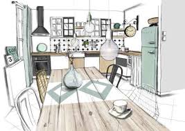 Cuisine Retro Et Vert Menthe Dessin Decoration Cuisine Dessin Maison Dessin
