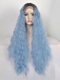 Black To Light Blue Wavy Lace Front Synthetic Wig Sny114 Synthetic Wigs Donalovehair
