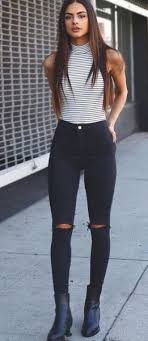 For the top, wear a black fitted t shirt with a black fitted leather jacket. How To Wear Black Ripped Skinny Jeans Best 13 Outfits To Look Slim For Ladies Fmag Com