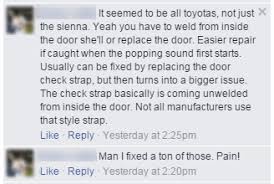 Toyota sienna 2005, oe solutions™ front driver side door check by dorman®. Toyota Sienna Door Issues And Being A 2nd Owner Bnpositive S Blog