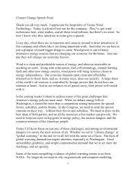 The climate of a place does not change drastically. Climate Change Speech
