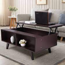 Slate gray medium rectangle glass coffee table with lift top. Extendable Coffee Table W Lift Top Open Cabinet Jaxpety
