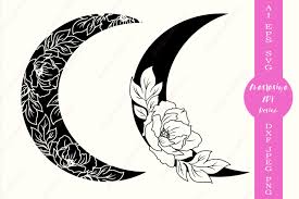 Download Floral Moon Svg Cut File Half Moon Crescent Moon Silhouette 557903 Cut Files Design Bundles