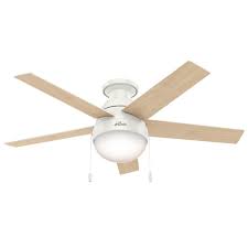 Hunter Fan 46 Anslee 5 Blade Led Flush Mount Ceiling Fan With Pull Chain And Light Kit Included Reviews Wayfair
