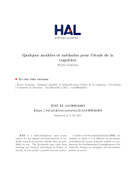 Rtf lettre de motivation pour stage seconde bac pro sapat. Pdf Quelques Modeles Et Methodes Pour L Etude De La Cognition Hdr