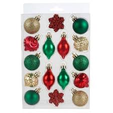 20ct Mixed Red Green Gold Christmas Plastic Ornaments By Ashland Michaels