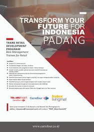 Sebanyak 1 lowongan kerja transmart dan yang berhubungan dengan loker transmart, rekrutmen transmart, peluang kerja transmart, peluang berkarir transmart, pekerjaan. Sumarni On Twitter Ayo Utk Warga Padang Segera Kirimkan Cv Ke Email Di Brosur Ini Peluang Berkarir Di Transmart Carrefour Jobfair Jobfairy Linkedin Info Lowongankerja Loker Padang Sumatra Indonesian Kementeriantenagakerja