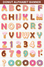 donut alphabet letters number printable banner press print party