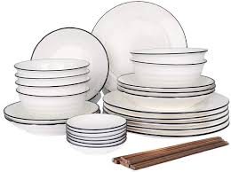 Csyy 30 Teilig Set Tafelservice Teller Set Aus Porzellan Geschirr Service Fur 6 Personen Runde Geschirrset Mit Schusseln Ess Geschirrset Teller Set Geschirr
