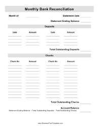 Monthly Bank Reconciliation Template Reconciliation Bank Statement Statement