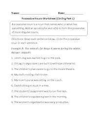 nouns worksheets possessive nouns worksheets