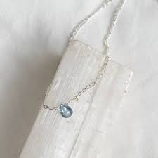Tiny Aquamarine Necklace Recycled Sterling Silver Made In Byron Bay By Stayathomegypsysh In 2020 Recycled Sterling Silver Jewelry Accessories Aquamarine Necklace