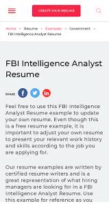 The fbi is a domestic criminal investigation and internal intelligence agency of the united nations. Fbi Resume Format 20 Guides Examples